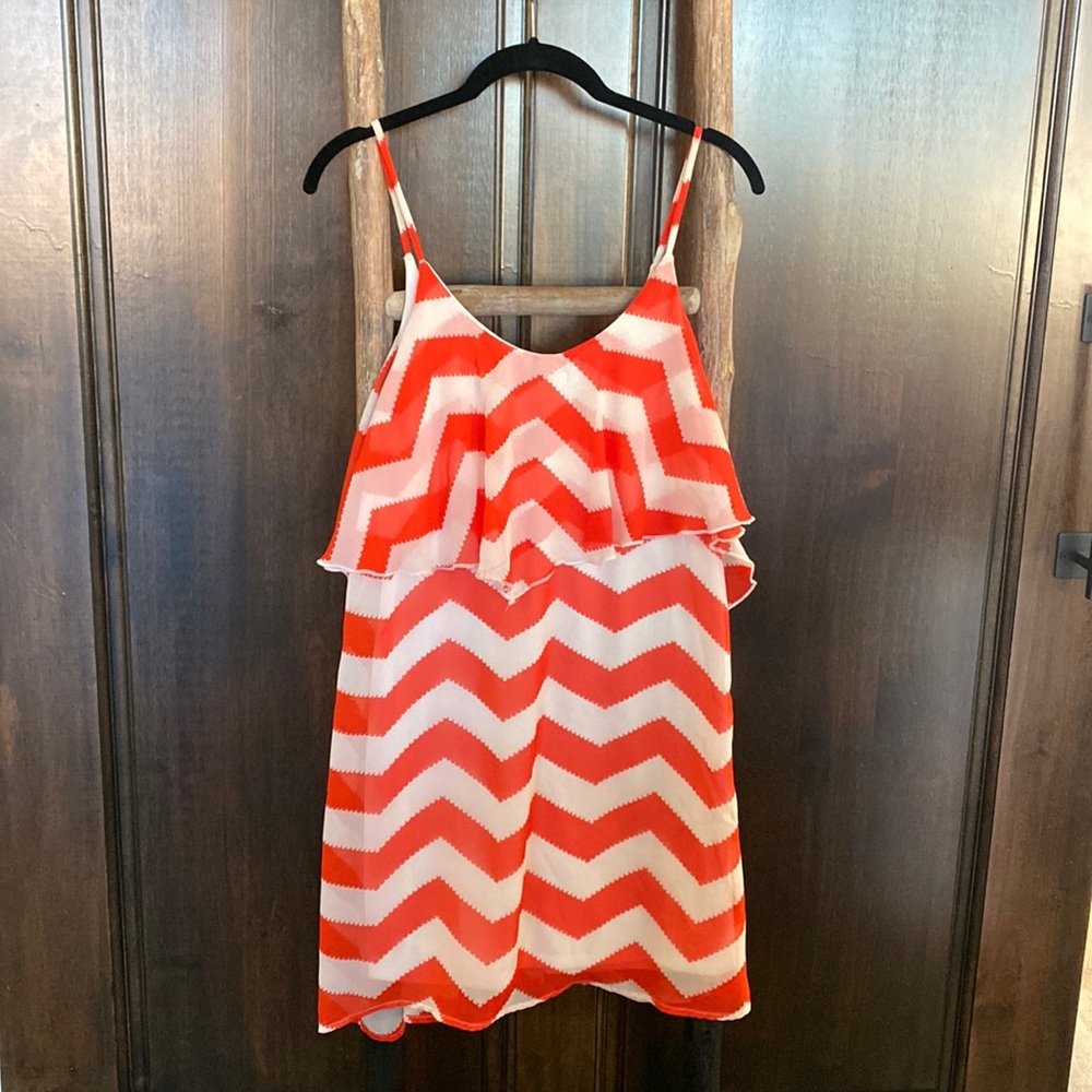 Red and White Chevron Dress